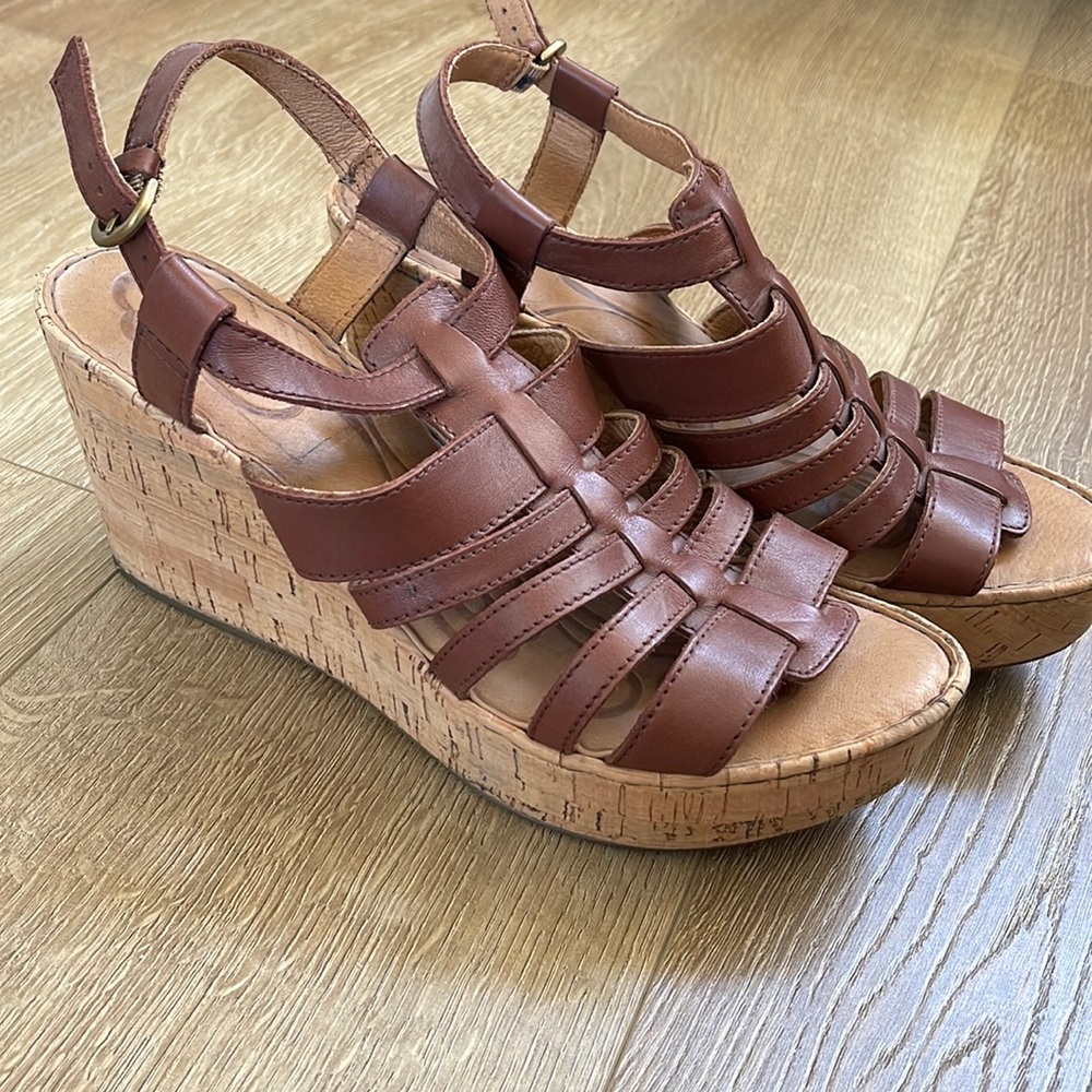 BORN brown wedge heels size 11